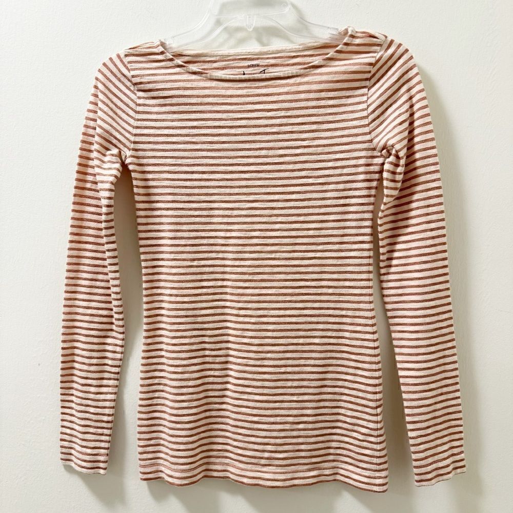 J. Crew Artist Metallic Stripe Long Sleeve Tee - Size XXS